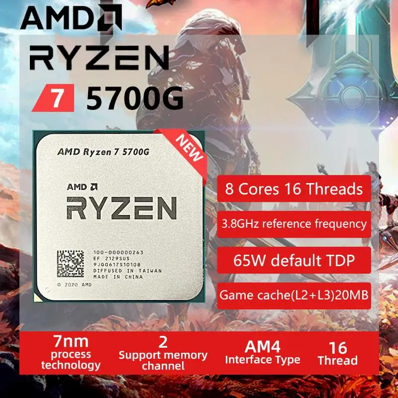 Go! AMD Ryzen 7 5700G R7 5700G 3.8GHz Eight-Core 16-Thread 65W CPU Processor L3=16M 100-000000263 Socket AM4 new but no fan