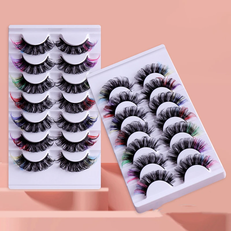 ชุดขนตาปลอมแบบไขว้หลากสีสัน 7 คู่เพื่อทำให้ดวงตาของคุณโดดเด่น