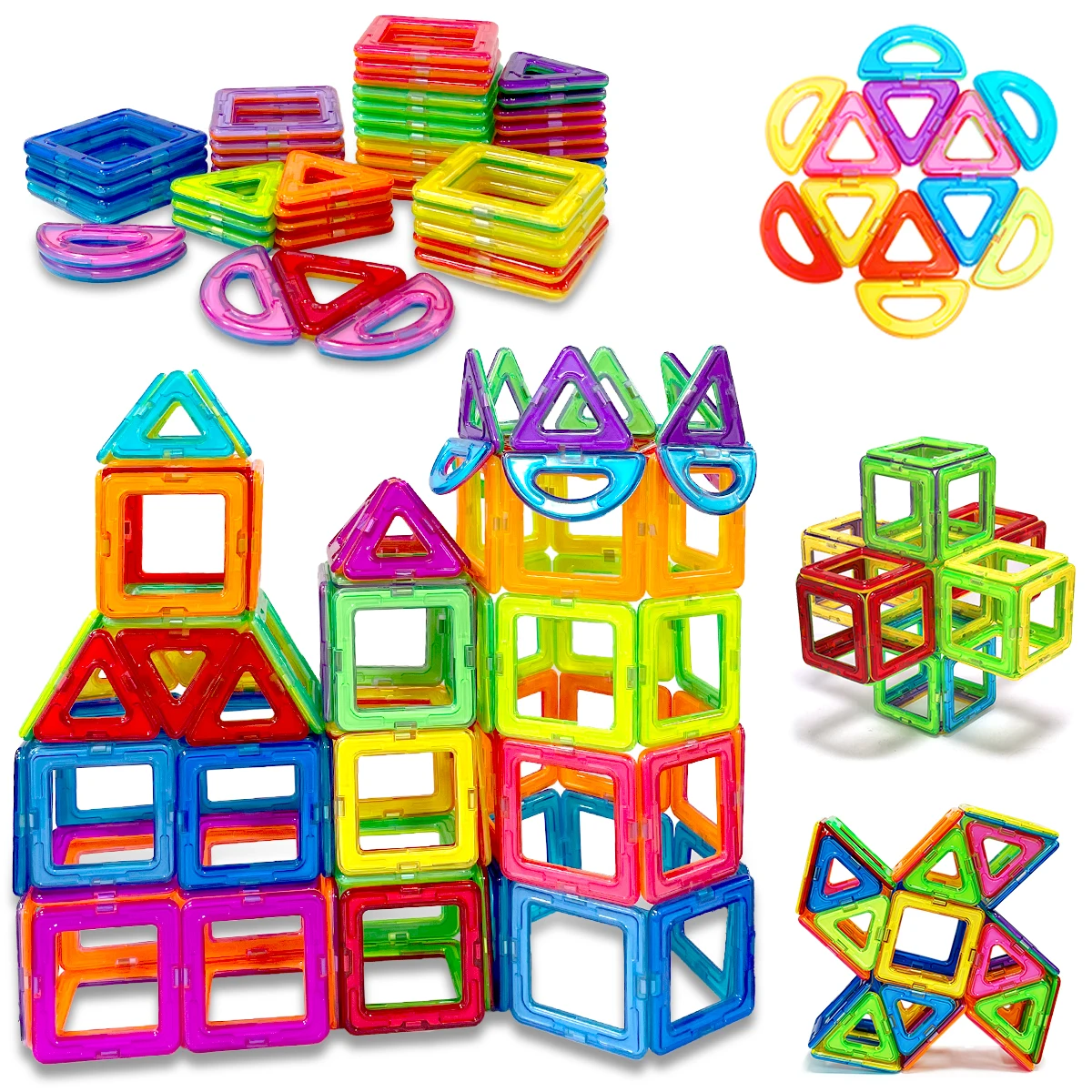 36/60/96PCS Magnetic Building Blocks Constructor Set 3D STEM Educational Toys For 3Years+ Old Kids Boys Girls Birthday Gifts