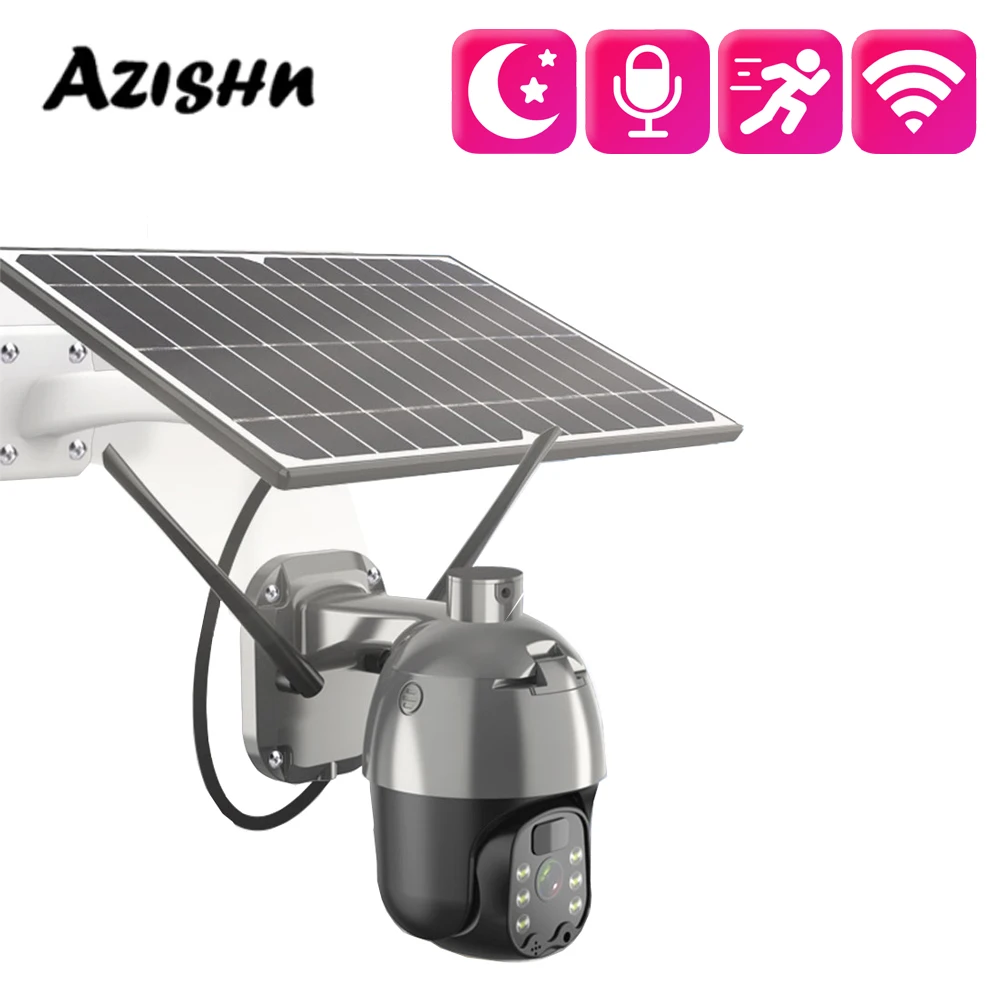 AZISHN Outdoor Color Night Vision 4GWiFi Solar Waterproof IP IP Camera