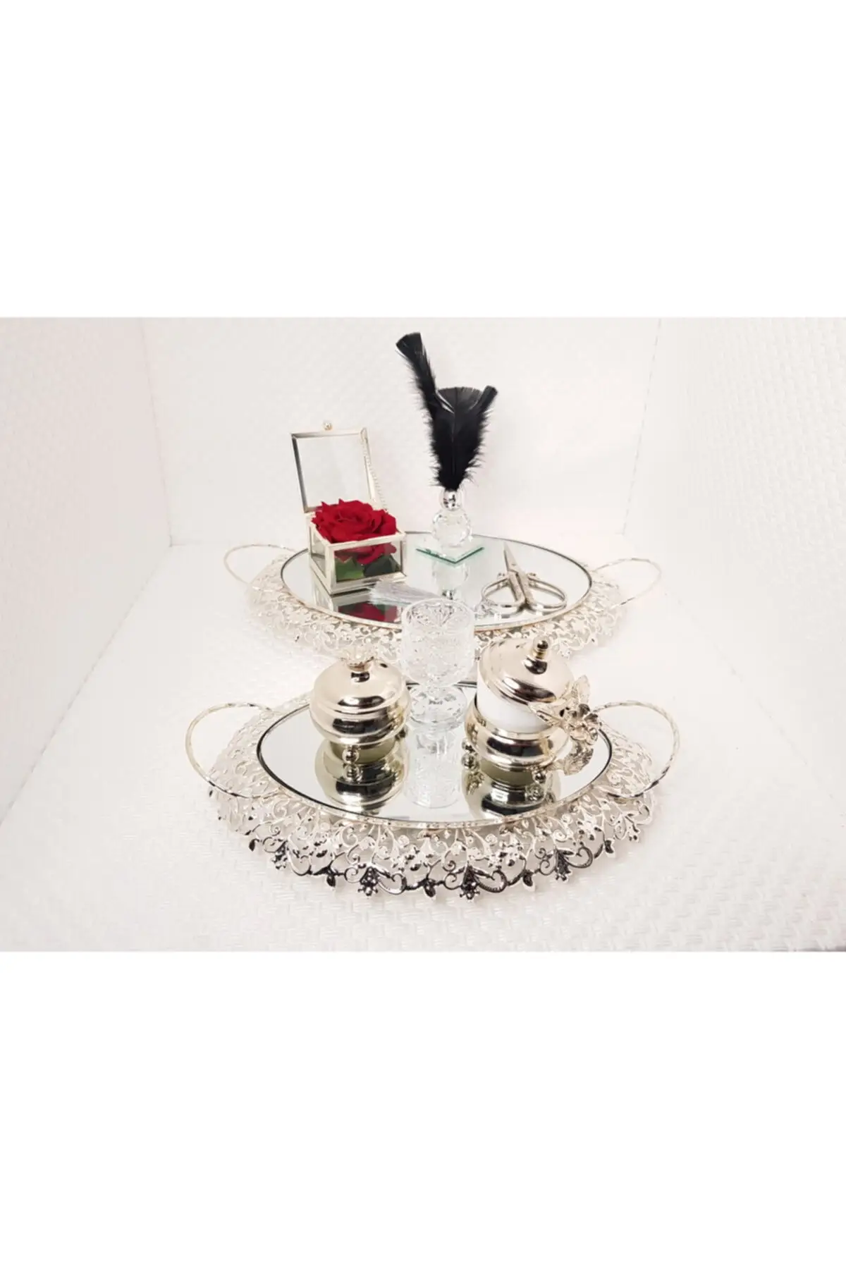 DOLBOVI Promise-engagement Silver Pattern luxury Scissors tray And Groom Coffee Takımı tray поднос plateau luxury