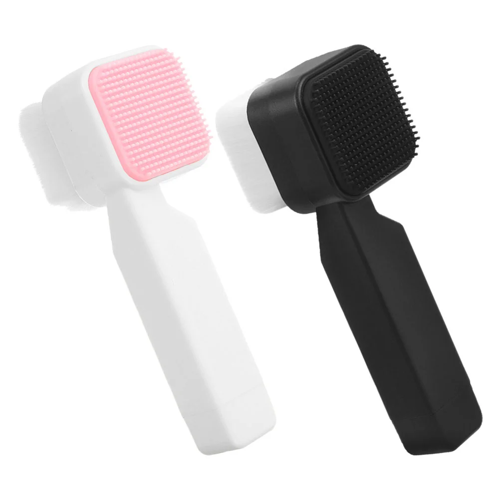 2 Pcs Soft Bristle Facial Cleansing Brush Silicone Cleaning Tools Double Sided Washing Scrubber for Face Massage Cleanser