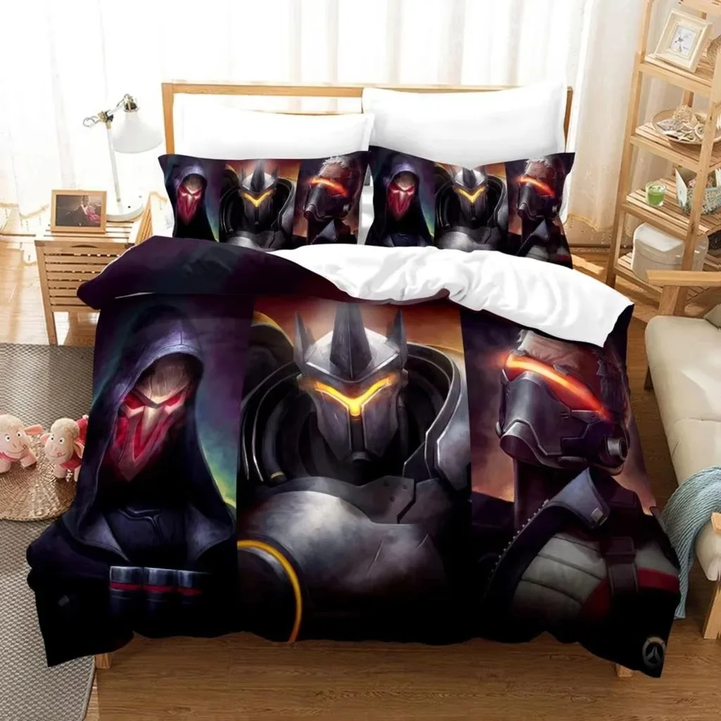 3D Print  Anime Overwatch Widowmaker Bedding Set Bed Cover Pillow Case 3 P CS Cartoon Anime Character Duvet Cover For Boys Queen