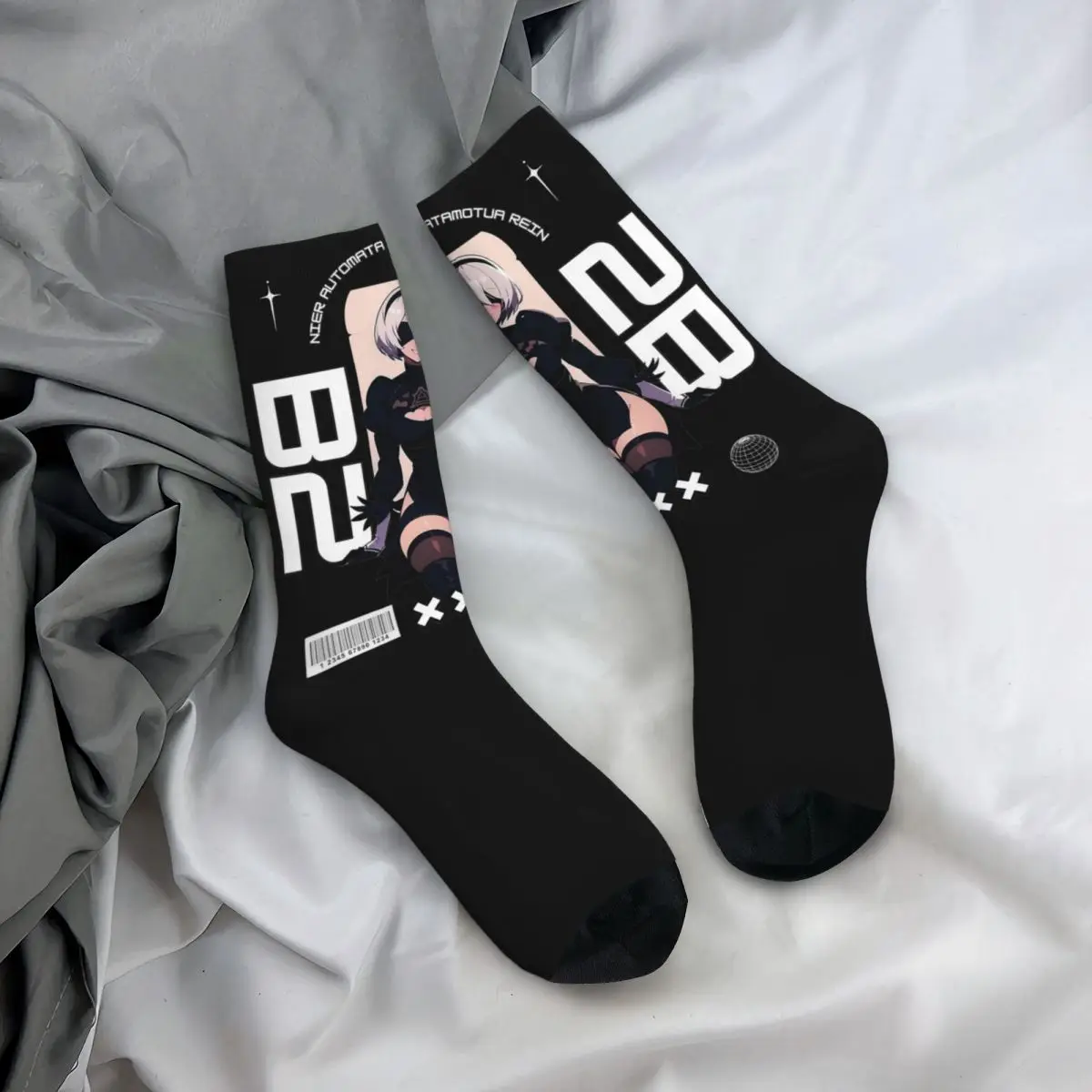 Nier Automata 2B الجوارب الرجالية النسائية الجوارب غير رسمية الجدة الربيع الصيف الخريف الشتاء الأوسط جوارب أنبوبية الهدايا #3
