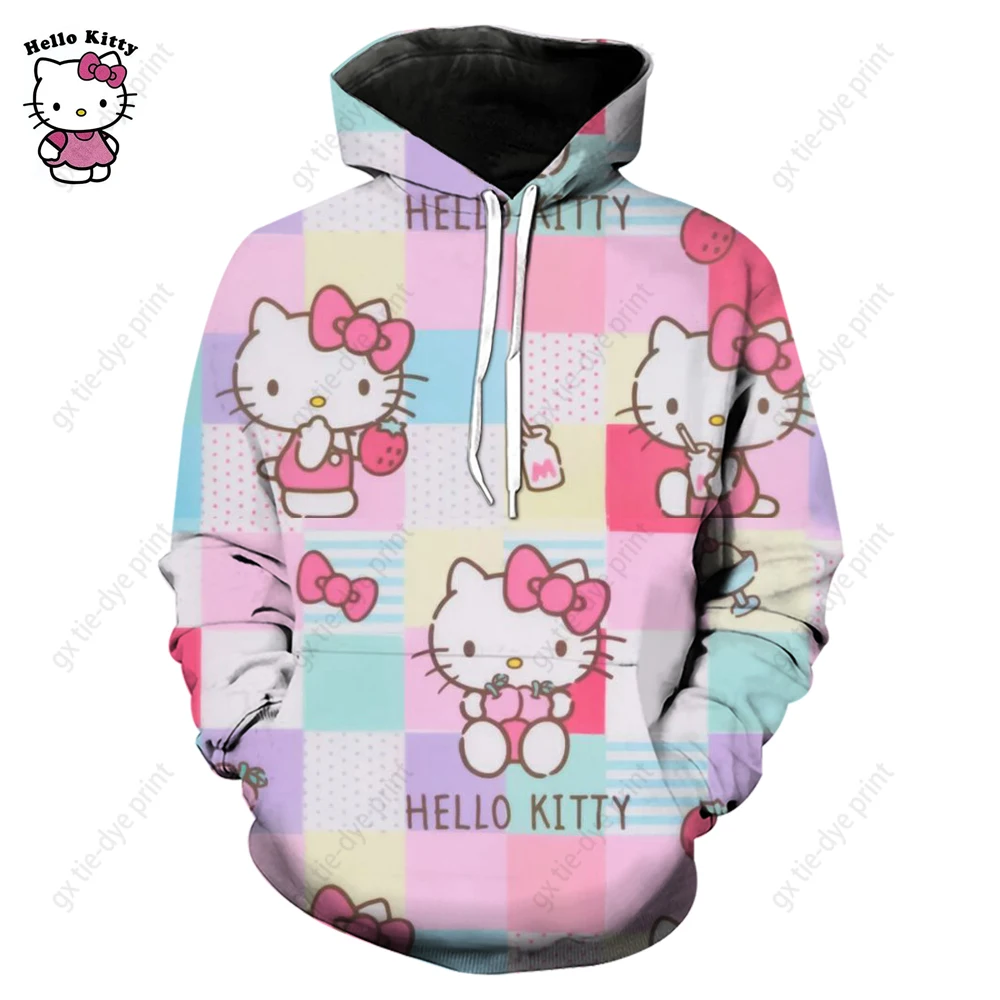 

Hello Kitty moletom простой с вышивкой, манга comprida, moletom Повседневный solto для студентов, outono, novo, outono, 2024