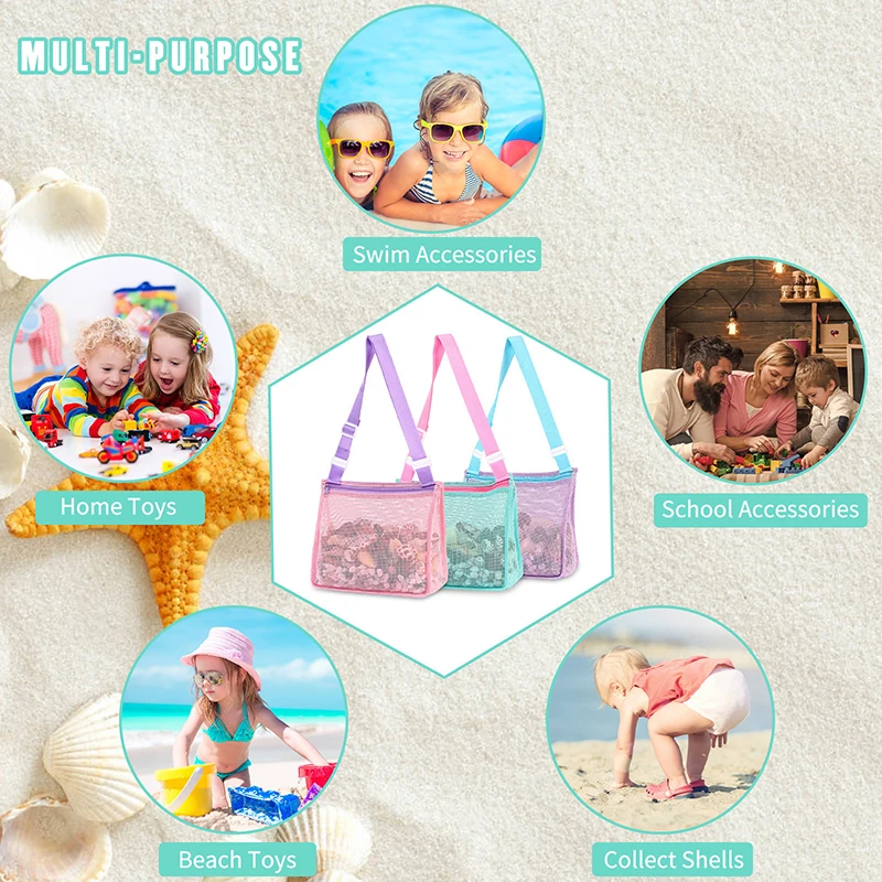 1Pc Beach Toy Mesh Bag Kids Shell Storage Bag Beach Toy Seashell Bag Mesh Pool Bag Sand Toys Swimming Accessories