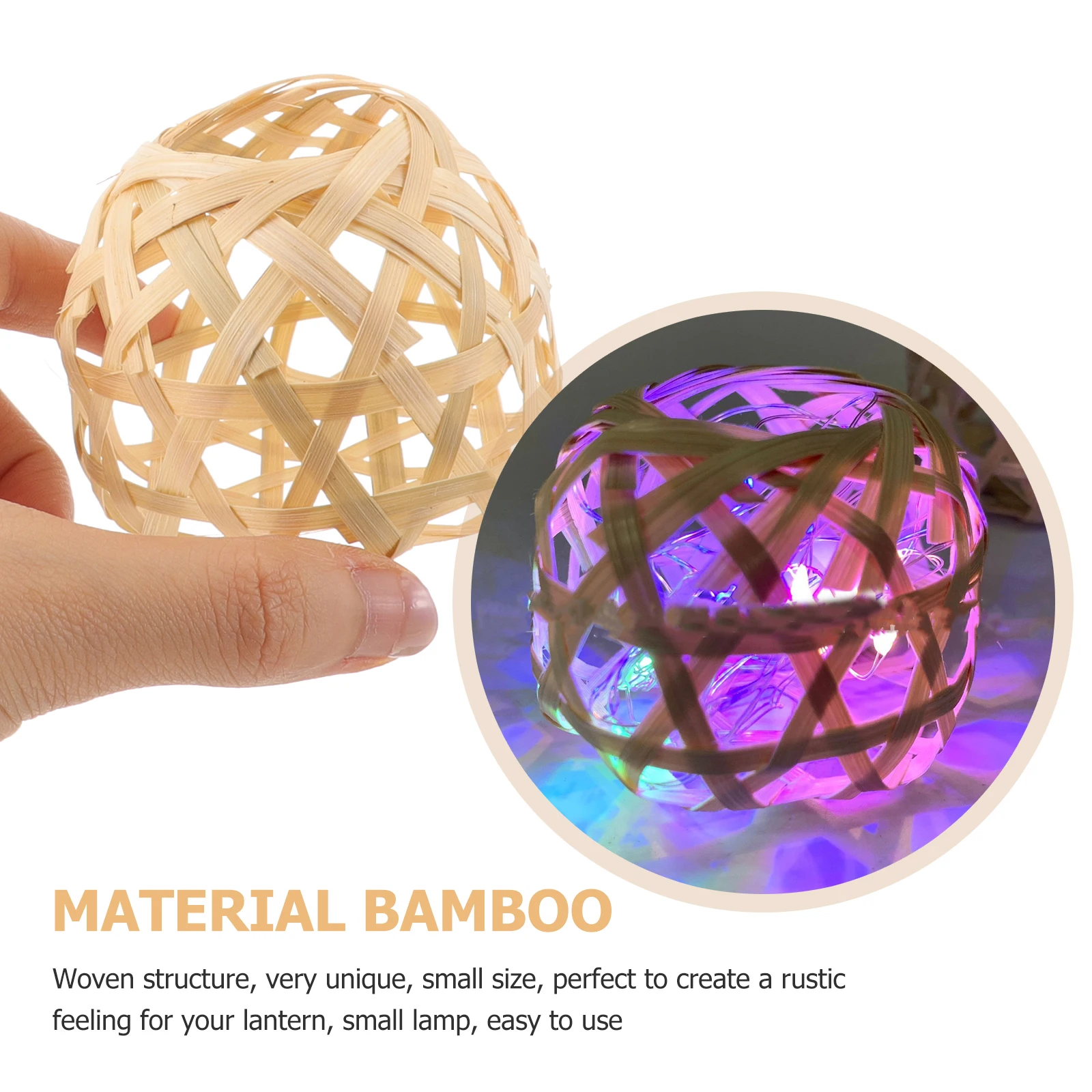 

4 Pcs Bamboo Lantern Lampshade Lightweight Pendant Rustic Woven Shades Home Hotel Restaurant Solar Lighting Cover Replacement