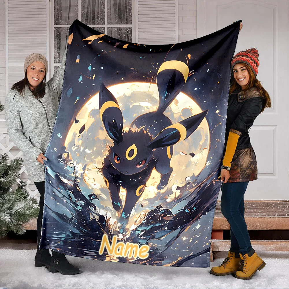 Pokémon Umbreon Printed Blanket Can Be Custom with Name, Soft and Warm, Suitable for Home, Office, Camping and Car Holiday Gifts