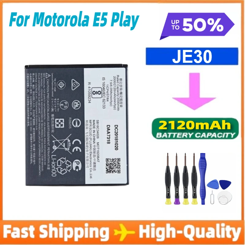 

2120mAh JE30 Battery for Motorola Moto E5 Play Go Edition Mobile Phone Batteries