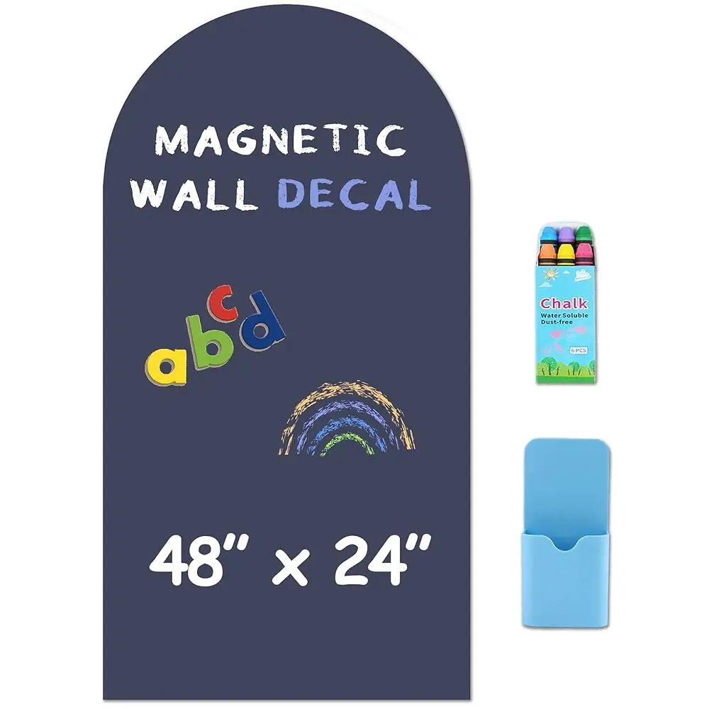 

Магнитная наклейка на стену Arch - 48 x 24 дюйма, матовая меловая доска-стикер для стены - магнитная доска для игровой комнаты, домашней учебной комнаты (D)