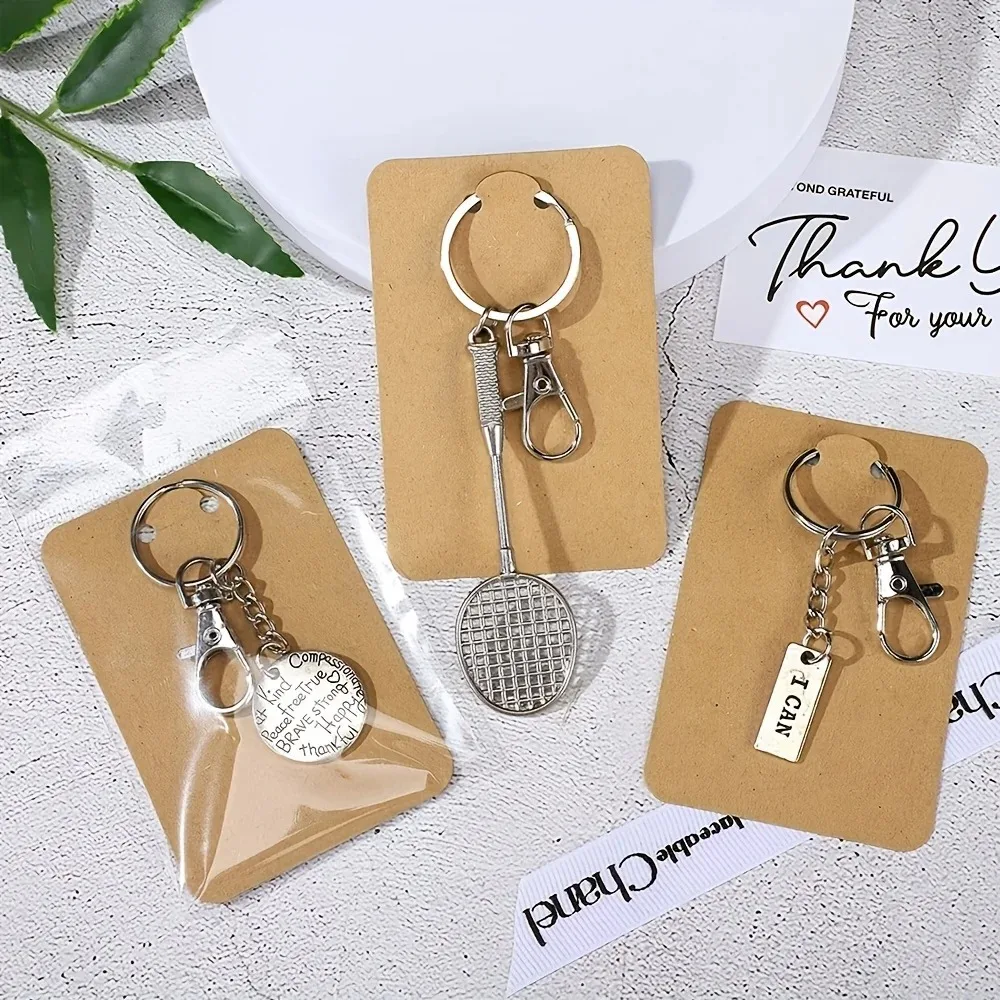  50 مجموعة من عبوات سلسلة المفاتيح الاحترافية | بطاقات العرض وأكياس الختم OPP الشفافة للبوتيك وعرض الحرف ومستلزمات البيع بالتجزئة #2