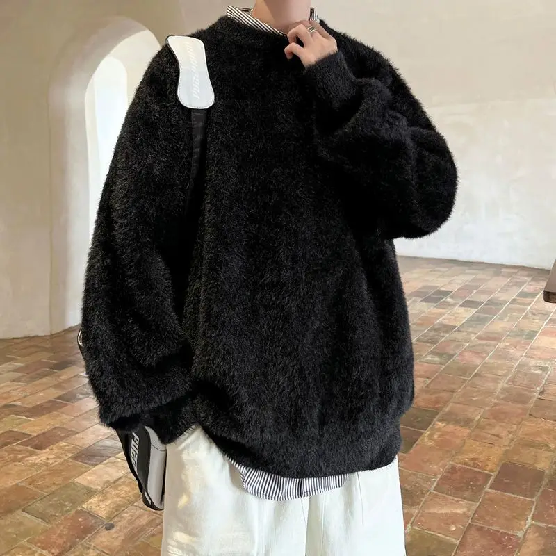 Männer Casual Lose Gestrickte Pullover Weiche Gemütliche Faul Sle Herbst Winter Neue Ankunft Japanischen Retro High-End-Gefühl lose Fit