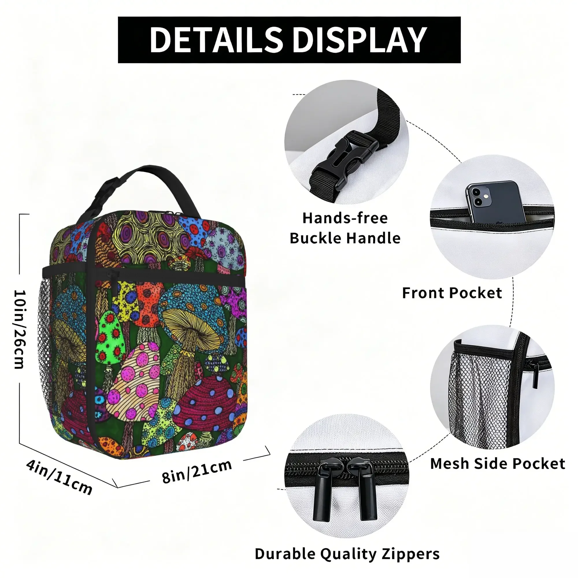 Y-Yayoi Kusama Thermal Insulated Lunch Bags for Work  Portable Food Container Bags Cooler Thermal Lunch Boxes