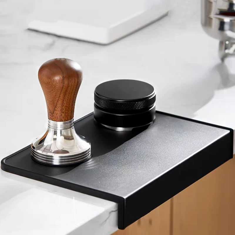 

Coffee Tamper Mat Tamping Rest Holder Corner Edge Pad Black Office Bar Shop Silicone Espresso Station Coffee Tool