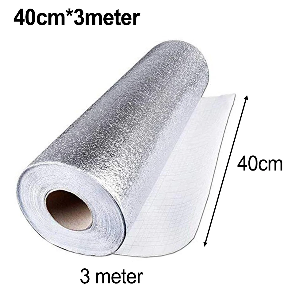 40cm*300cm Aluminum Foil Splashback Trendy Moisture-proof Dust-proof Easy To Clean Heat-resistant Long-lasting