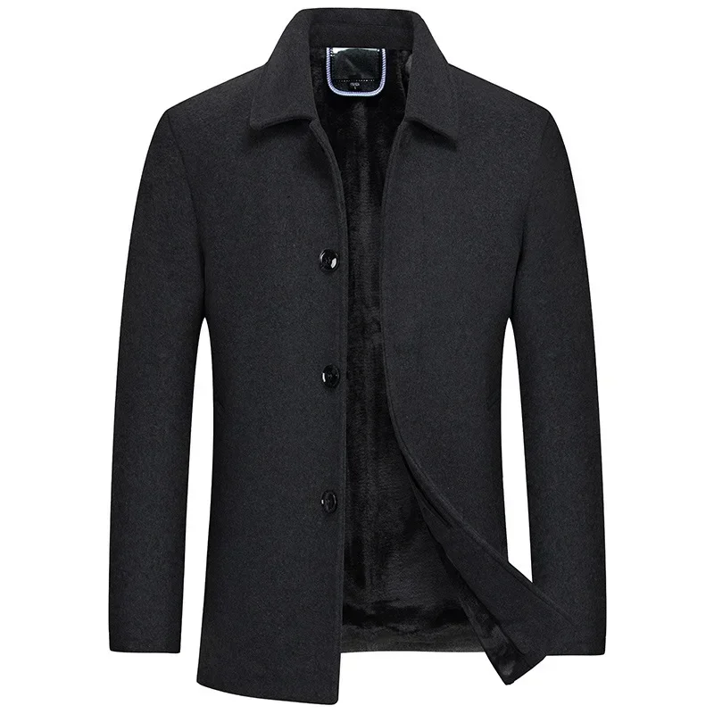 

zipper Autumn Winter Men Wool Jacket Slim Fit Thick Warm Trench coat Business Casual Fleece Liner Woolen Jackets Mens clothes