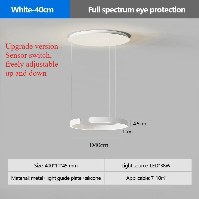 KFKF Moderne Salon Design Ring Decke Kronleuchter Augenschutz LED Lampe Schlafzimmer Esszimmer Studie Anhänger Beleuchtung Leuchte 5