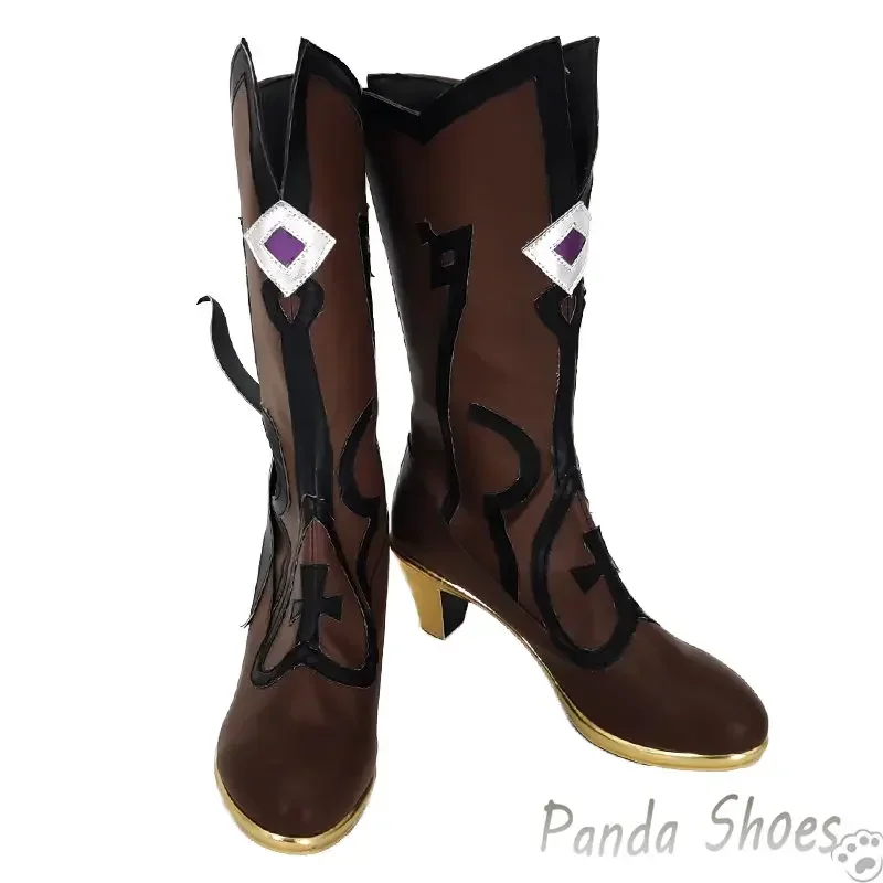 أحذية Genshinimpact Fischl التأثيرية لعبة الرسوم المتحركة الهزلية كوس أحذية طويلة أزياء Fischl التأثيرية أحذية الدعامة لحفلات الهالوين