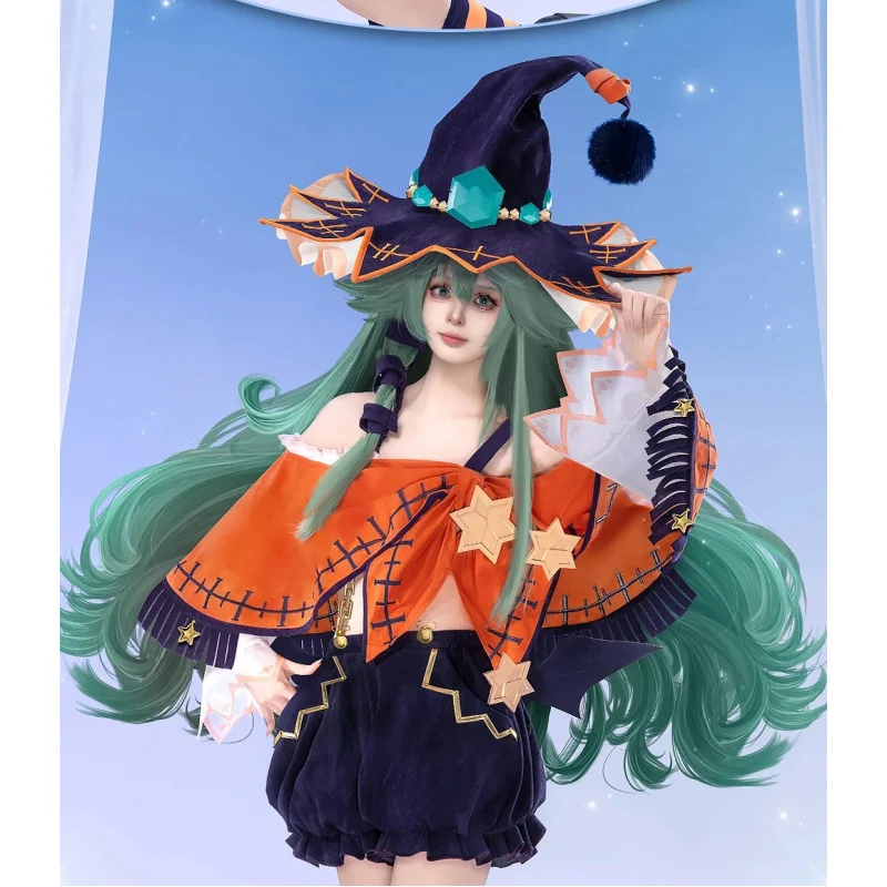 

DATE A LIVE Natsumi Cosplay Anime Costume Woman Witch Hat Cute Cloak Pumpkin Pants Uniform Set Halloween Party Outfit