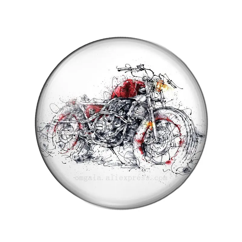 Moda w stylu Punk zdjęcie motocykla flatback okrągłe szklane kaboszony 25mm 20mm 18mm 14mm 12mm 10mm diy biżuteria — zdjęcie 5