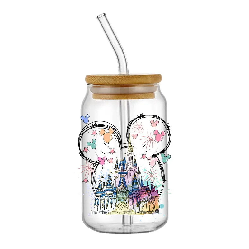 Imagem -05 - Disney-princess uv Dtf Adesivo Orelha de Rato Castelo Princesa Decalque do Envoltório Etiqueta de Transferência Etiqueta Auto-adesiva Logotipo Faça Você Mesmo 16oz 20oz 10oz