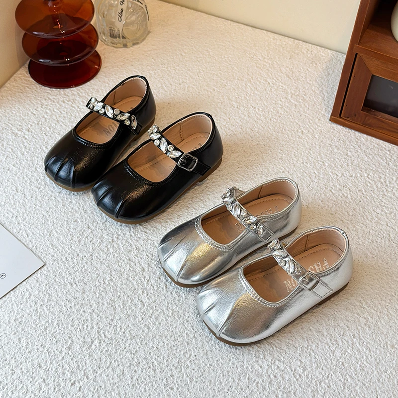

Spring Autumn Kids Luxury Shoes Wedding Party Trend Girls Ballet Leather Shoes Causal Versatile Children's Princess Flat Shoes