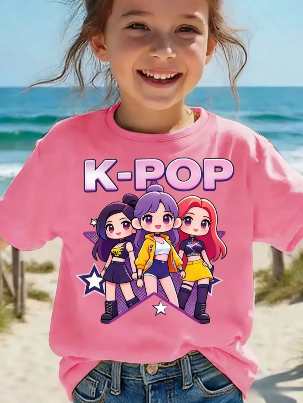 Kpop Children's T Shirt Cartoon Graphic Short Sleeve Summer Comfortable Top Funny Gift for Fans Harajuku T-Shirts Girls Clothes