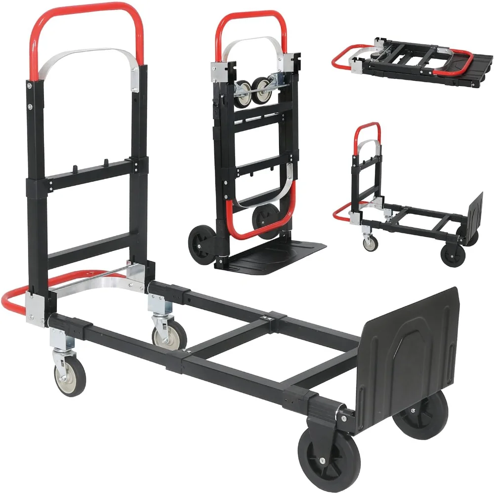 

Upgraded 2 in 1 Convertible Hand Truck Dolly 600lbs Capacity，Aluminum Folding Hand Truck with Rubber Wheels