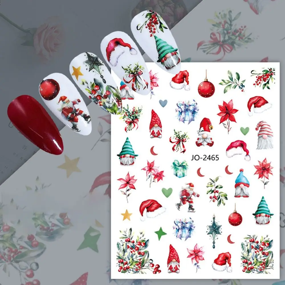

Professional Cartoon Christmas Nail Art Sticker Simple Winter Manicure Decals Snowman Cute Nails Polish Sticker Women