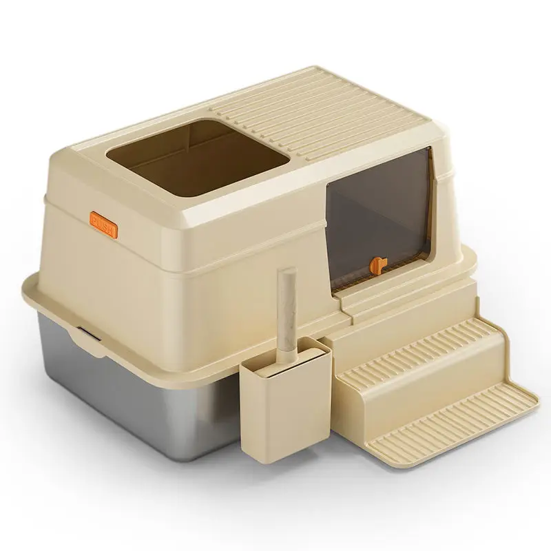 

Custom Private Label Cat Litter Box Large Space Stainless Steel Cat Xl Litter Box Cat Toilet Splash-Proof Bedpan