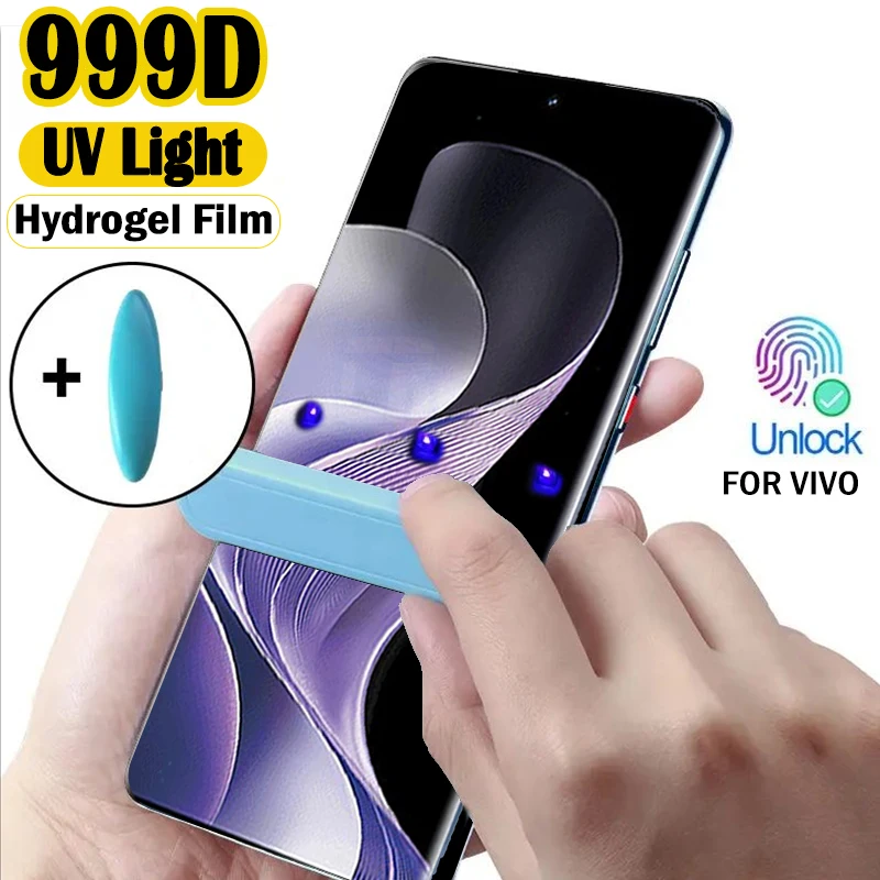 UV Light Full Curved Silicone Hydrogel Film for Vivo V40 Lite V30 V29 V27 Pro V30e V40e Unlock Screen Protector not glass