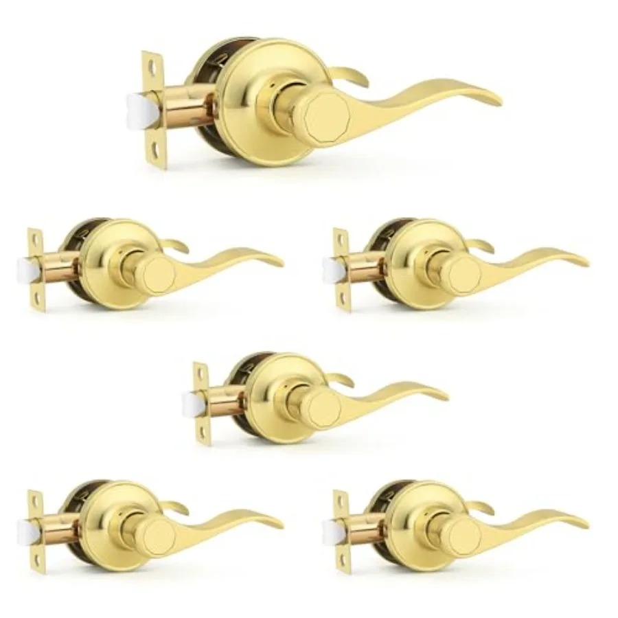 

Door Handles Interior, Passage Door Lever, Closet Hallway Door Handle Lock Wave Style