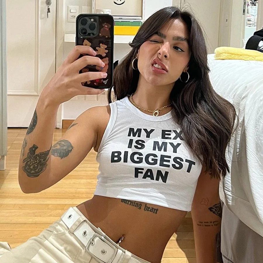Y2k Clothes Letters Graphic Tank Top Women\'s Summer Vest Grunge Punk High Street Sleeveless Crop Tops Fashion Vintage Streetwear