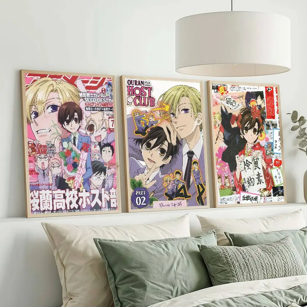 Pósteres rosas del Club de Anfitriones de la Escuela Secundaria Ouran, decoraciones para dormitorios, murales de pared para dormitorio y sala de estar, recuerdos