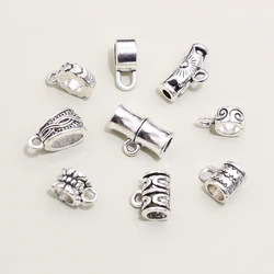 20pcs DIY Handmade Beads Tube Bails Pendants Jewelry Making DIY Necklace Antique Silver Color Bails Pendant Charm Connector