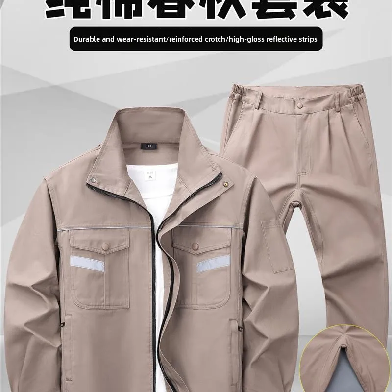 

Thiened Pure Cotton Work orm Set Men's Spring Autumn Welding Anti-Scalding Labor Protection Workwear Top