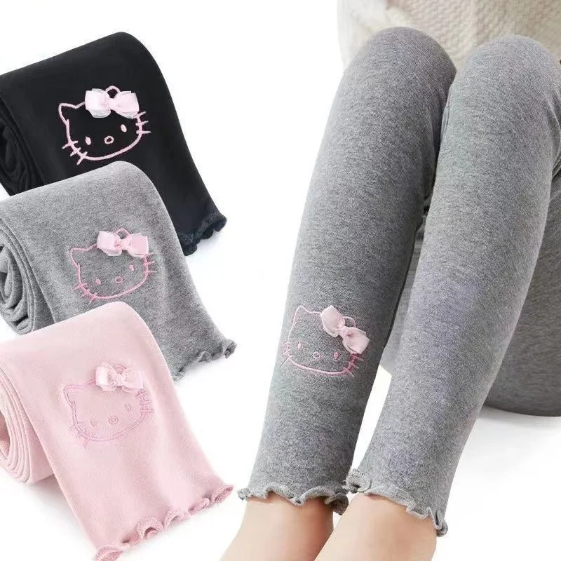 Sanrio Hello Kitty autumn new girls leggings spring and autumn children\'s trousers children\'s pure cotton plush pants