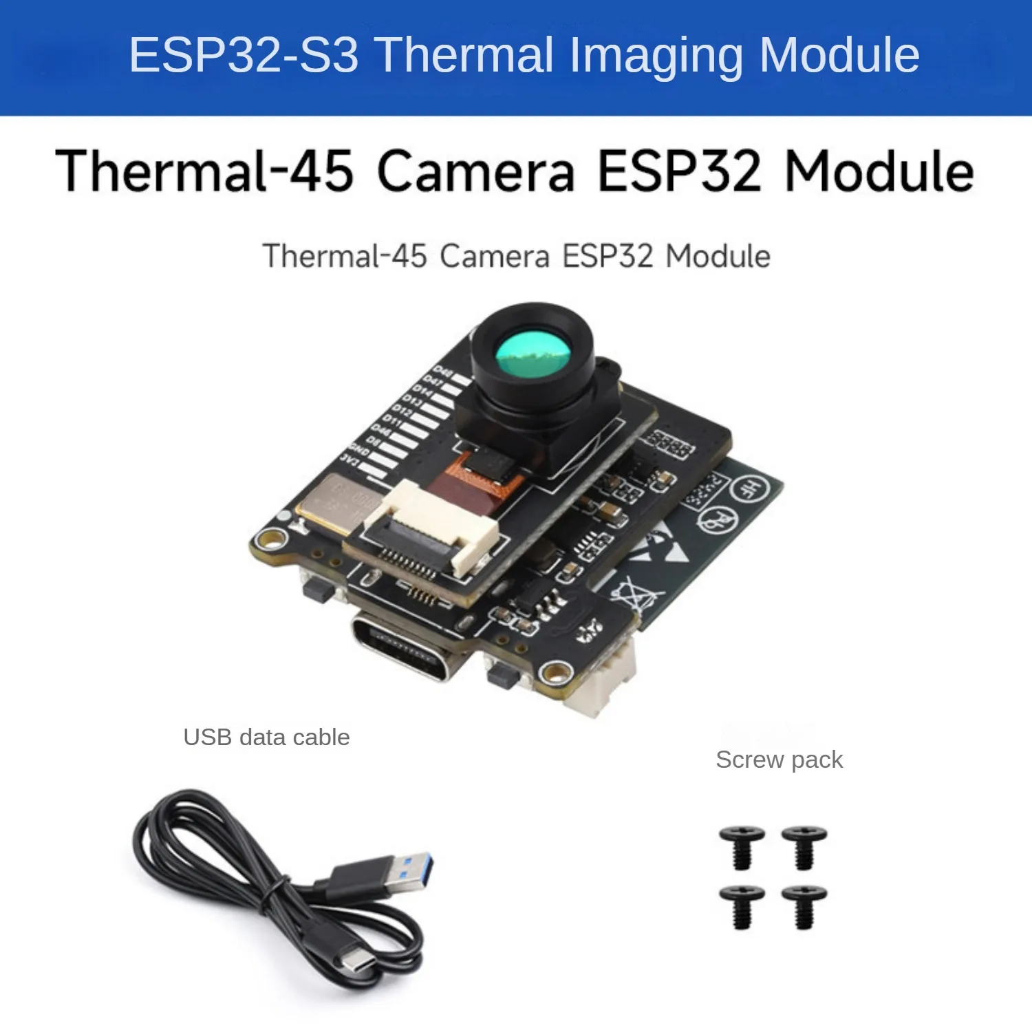 NCZOBOE ESP32-S3 IR Thermal Imaging Camera, Type-C Port, 80×62 Pixels IR Array, Options for 45° / 90° FOV
