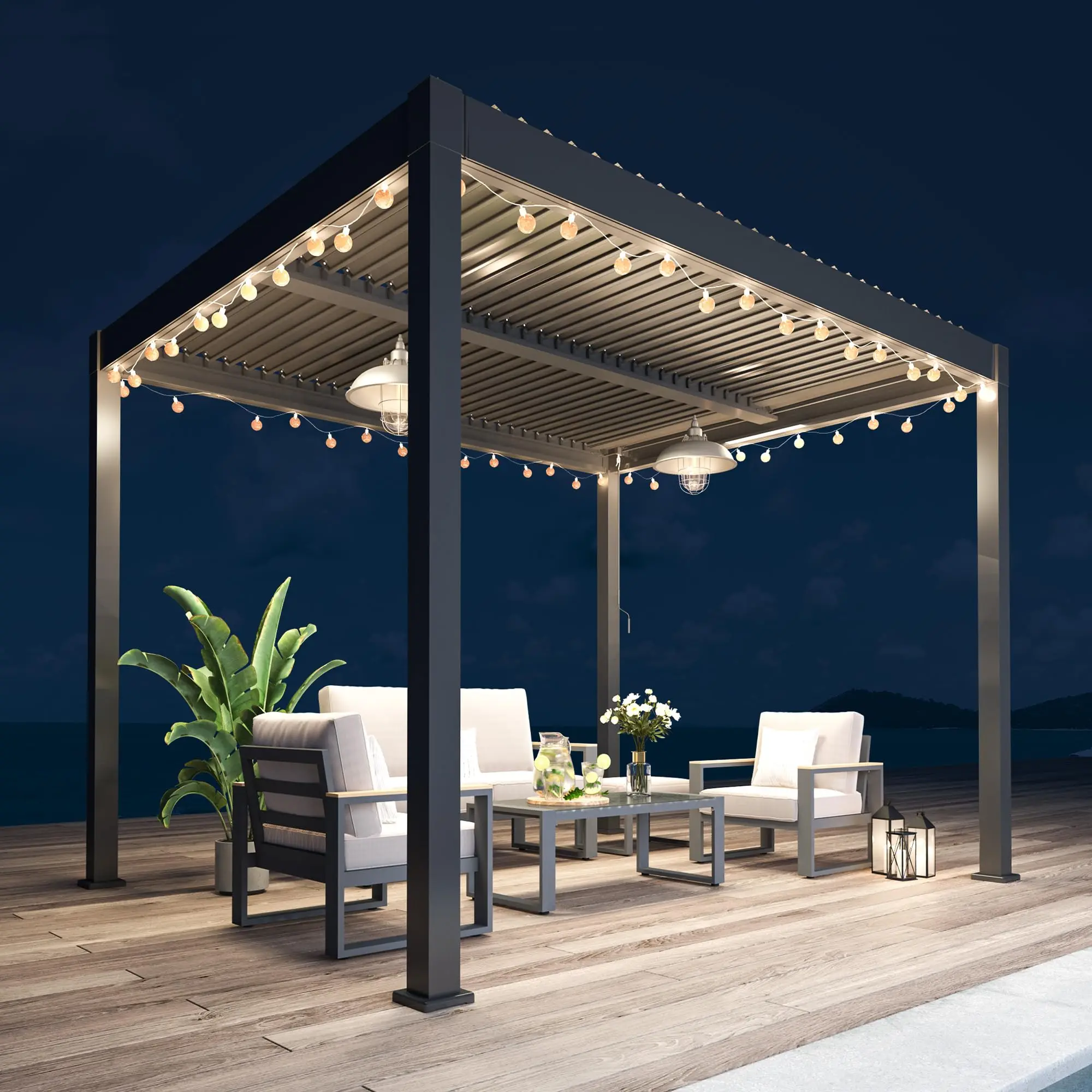 Manufacturing aluminum pergola roof louvered gazebos, outdoor metal custom louvered gazebos