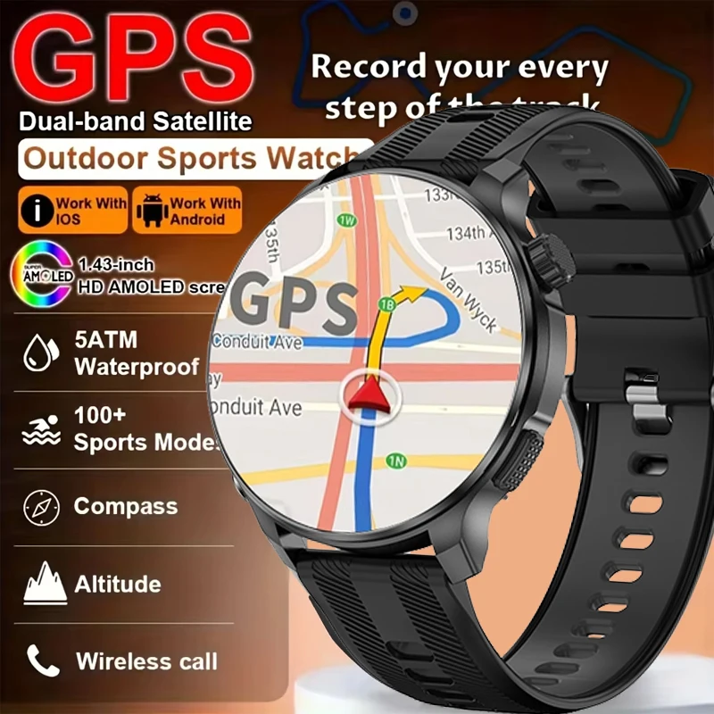 

New Outdoor GPS Sports Smartwatches Men Compass 3ATM Waterproof 24/7 Health Monitoring Chat GPT Bluetooth Call Smart Watch