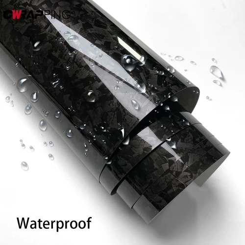 Imagen 2 del producto Pegatinas de coche, película de vinilo de fibra de carbono, película impermeable para carrocería de coche, autoadhesiva brillante, pegatina de fibra de carbono, accesorios para coches