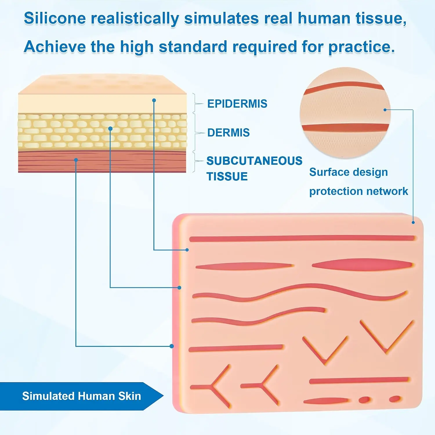 Surgical Suture Practice Kit Traumatic Skin Suture Model Thickened Simulation Silicone Pad Medical Students Teaching Equipment