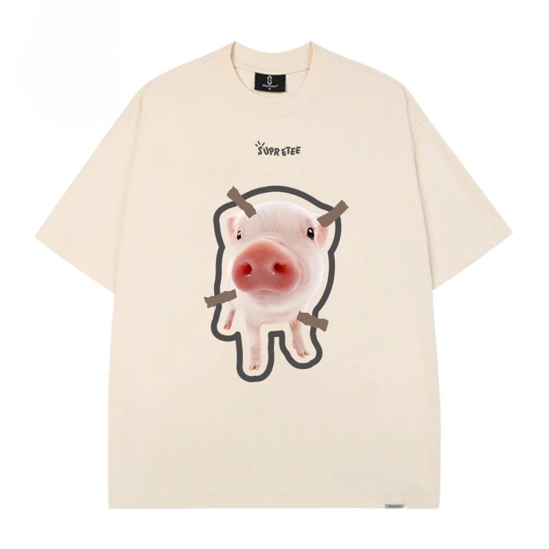 تي شيرت أصلي لطيف على شكل أصبع برقبة دائرية وأكمام قصيرة للرجال والنساء تي شيرت 2026 صيفي للأزواج ملابس عالية الشارع يجب اقتناؤها