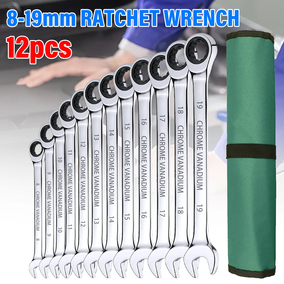 72 Tooth Ratchet Spanner Set 8-19MM Fixed Head Combination Wrench 12PCS /Set UK