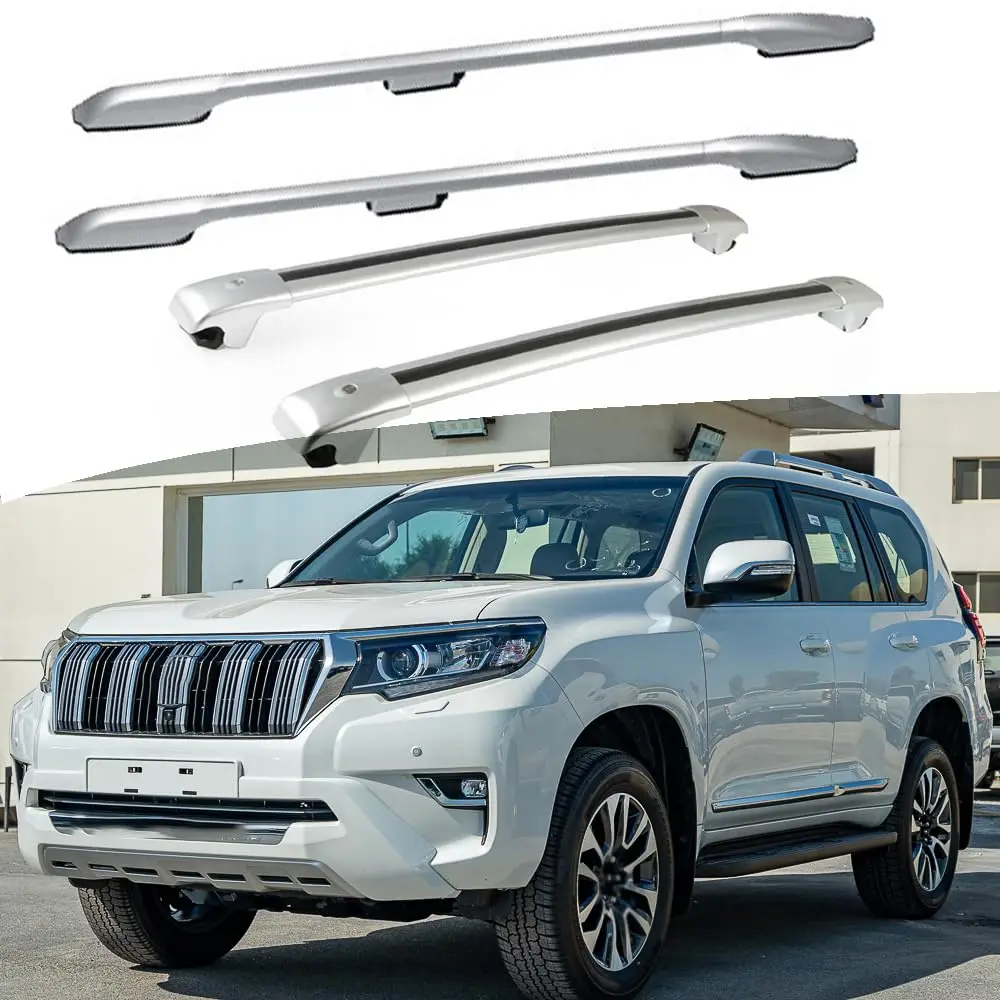 

High Quality Aluminum 2PCS Roof Rail Rack +2PCS Cross Bars Set Fits for Toyota Land Cruiser Prado FJ150 2010-2023