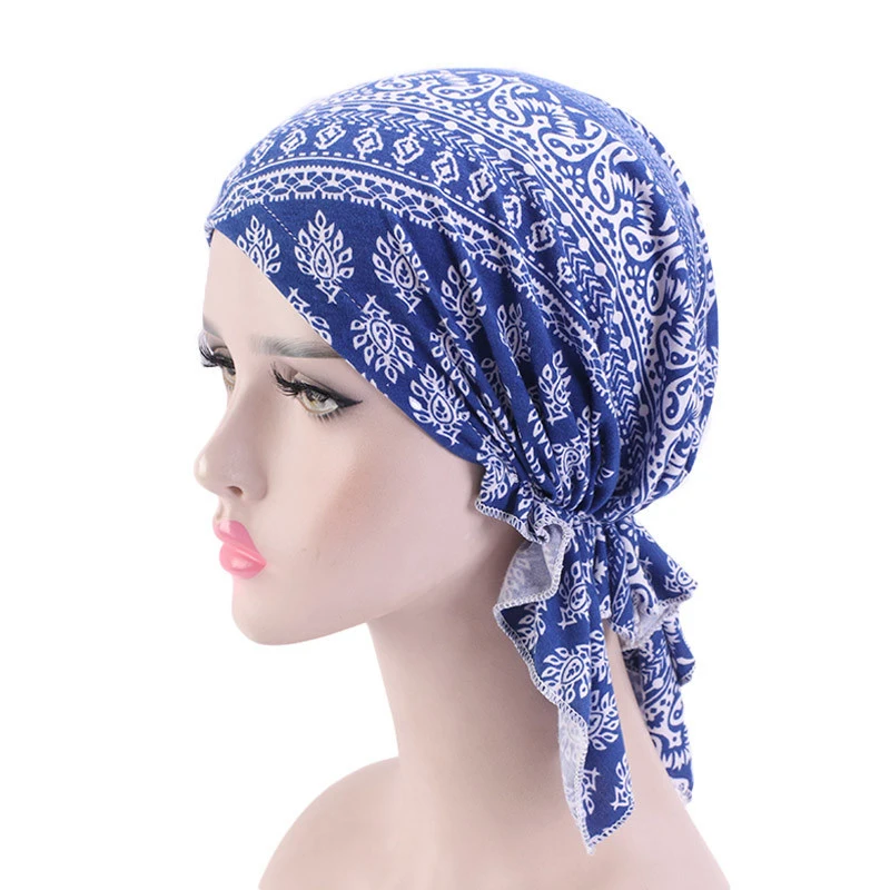 

New Print Hat Hijab Muslim Women Turban Beanies Bonnet Hair Loss Cover Chemo Cancer Cap Islam Headscarf Headwrap Bandanas