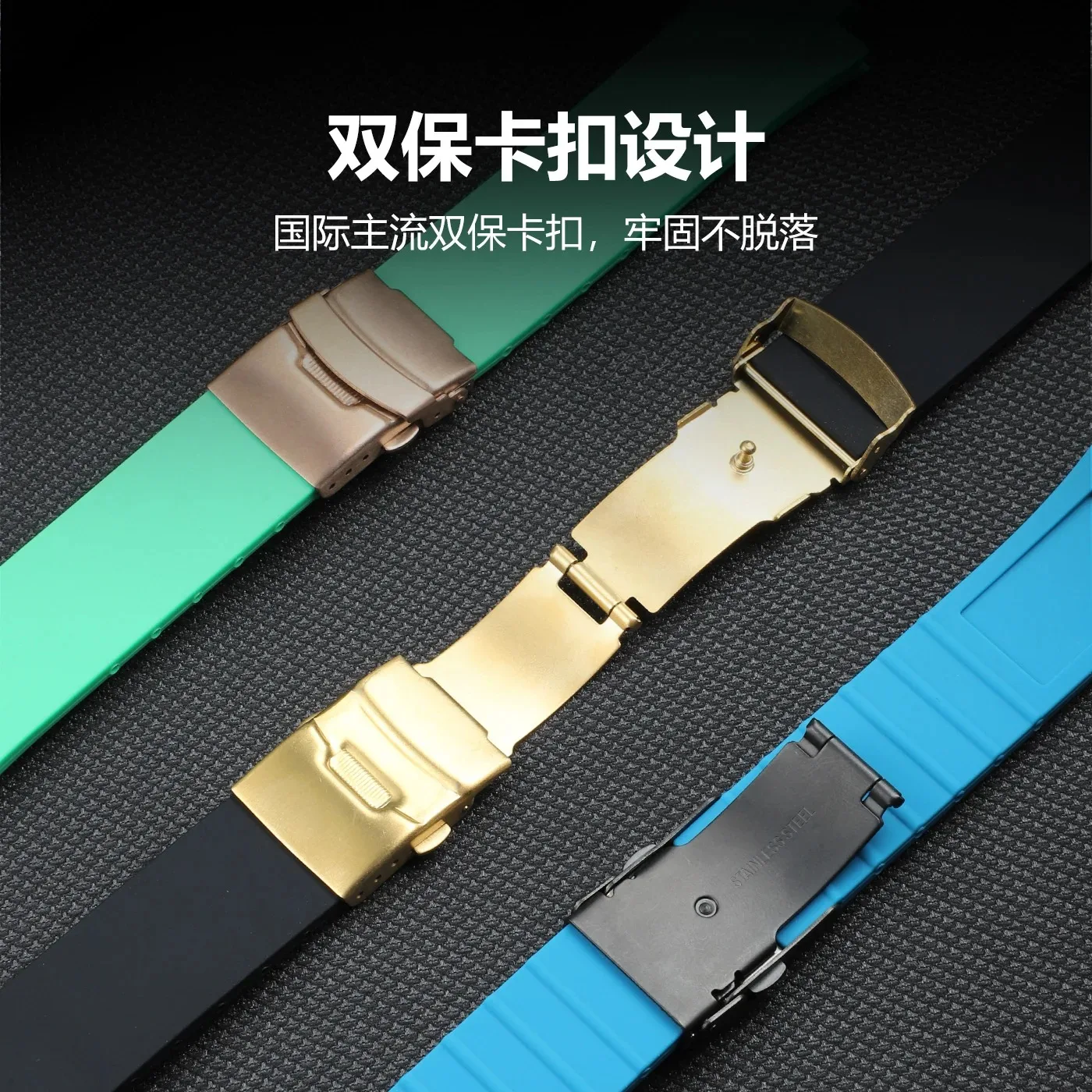 

FKM Rubber Convex Watch Strap for Oris Aquis Waterproof WatchBands with Stainless Steel Folding Clasp Wristwatch Band 11MM