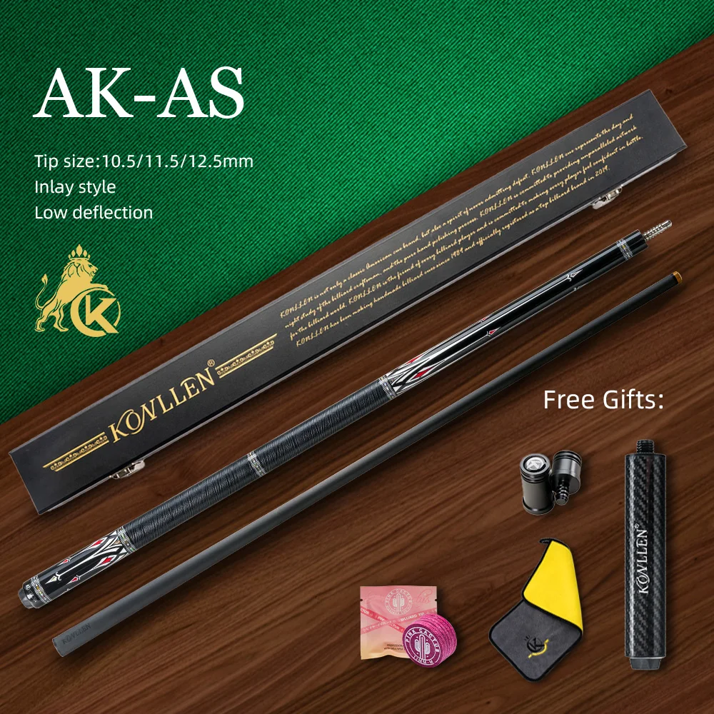 

Бильярдный кий KONLLEN с валом из углеродного волокна, инкрустация ручной работы, наконечник 10,5/11,5/12,5 мм, профессиональный бильярдный кий