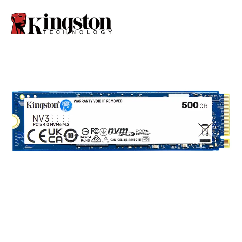 Unidad de Estado Sólido Kingston SSD NV3 PCIe 4.0 NVMe M.2 2280 de 500 GB, 1 TB, 2 TB, Disco Duro Interno Compatible con PC de Escritorio y Portátiles
