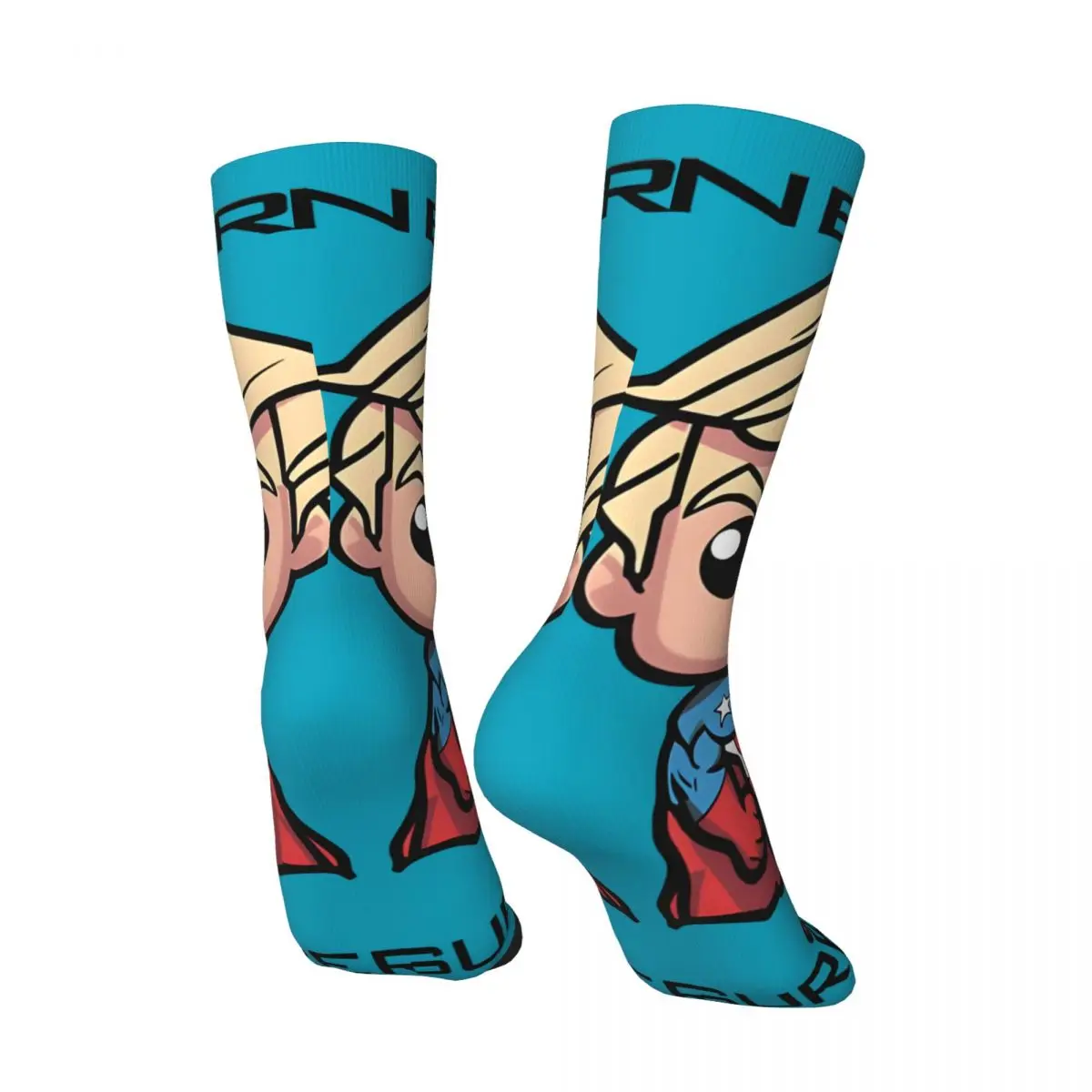 Retro Donald Trump (Never Surrender Superhero) Crazy Men's compression Socks Unisex Printed Funny Novelty Crew Sock Boys Gift